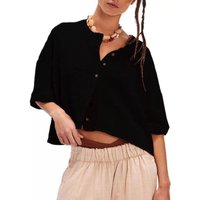 Button-Front Half Sleeve Cardigan