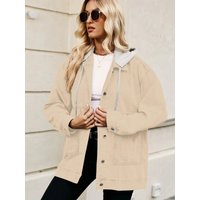 Oversized Button Up Denim Jacket with Hood Oversized Button Up Denim Jacket with Hood