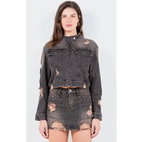 American Bazi Full Size Distressed Star Stud Trim Denim Rider Jacket Plus Size American Bazi Full Size Distressed Star Stud Trim Denim Rider Jacket Plus Size