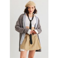 Knit Two Pocket Long Sleeve Open Front Cardigan