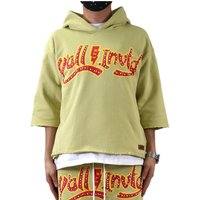 BRITON French Terry Sleeve Crop Top Pullover Hoodie