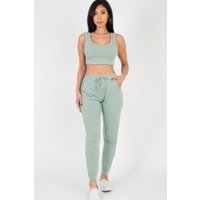 French Terry Cropped Tank Top & Joggers Set