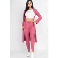 Ribbed Long Cardigan & Leggings Set Ribbed Long Cardigan & Leggings Set