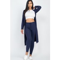 Ribbed Long Cardigan & Leggings Set Ribbed Long Cardigan & Leggings Set