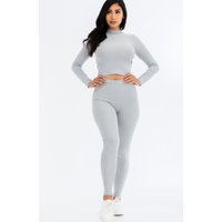 Ribbed Mock Neck Long Sleeve Top & Leggings Set Ribbed Mock Neck Long Sleeve Top & Leggings Set