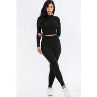 Ribbed Mock Neck Long Sleeve Top & Leggings Set Ribbed Mock Neck Long Sleeve Top & Leggings Set