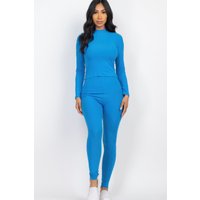 Ribbed Mock Neck Long Sleeve Top & Leggings Set Ribbed Mock Neck Long Sleeve Top & Leggings Set