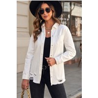 Distressed Snap Down Denim Jacket Distressed Snap Down Denim Jacket