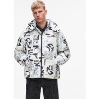 Kl Jeans – All-over Monogram Puffer Jacket, Man, White, Size: Xs Kl Jeans – All-over Monogram Puffer Jacket, Man, White, Size: Xs