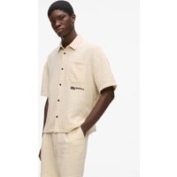 Kl Jeans – Short-sleeved Crinkled Shirt, Man, Beige, Size: Xs
