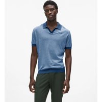 Karl Lagerfeld – Striped Knit Polo Shirt, Man, Blue, Size: Karl Lagerfeld – Striped Knit Polo Shirt, Man, Blue, Size: