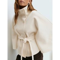 Ladies Standing Collar Cape Button Waistband Windbreaker Coat Ladies Standing Collar Cape Button Waistband Windbreaker Coat