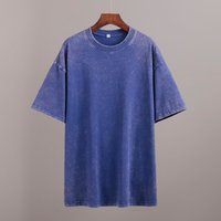 Washed and old short-sleeved shirt summer relaxation casual round neck washed polished short-sleeved shirt Washed and old short-sleeved shirt summer relaxation casual round neck washed polished short-sleeved shirt