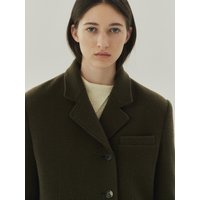 Boucle Semi Double Wool Jacket Khaki Brown Boucle Semi Double Wool Jacket Khaki Brown