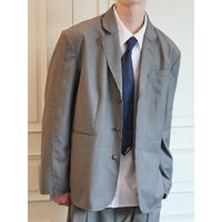Oversized Raw-Edge Blazer Grey