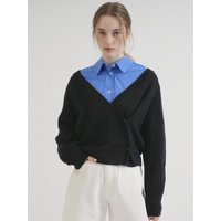 V-neck Ribbed Wrap Knit Cardigan Black V-neck Ribbed Wrap Knit Cardigan Black