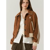 Vegan Leather Suede Varsity Jacket