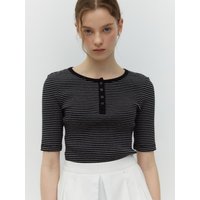 Stripe Henley Neck Shirt Black Stripe Stripe Henley Neck Shirt Black Stripe