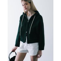 Happy Hoodie Zip-Up Knit Red Deep Green Happy Hoodie Zip-Up Knit Red Deep Green