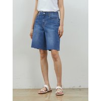 DENIM EDGE CUT INNER COLOR SHORTS BLUE DENIM EDGE CUT INNER COLOR SHORTS BLUE