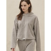 Velour Cropped Hoodie _Light Grey Velour Cropped Hoodie _Light Grey