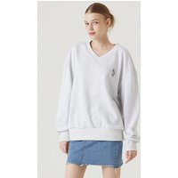V-neck Oversized-fit Sweatshirt White Gray V-neck Oversized-fit Sweatshirt White Gray