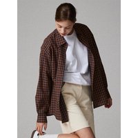 Dobby Embroidered Checkered Shirt Dark Navy