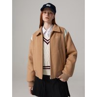 Classic Wool Blend Varsity Jacket Beige Classic Wool Blend Varsity Jacket Beige