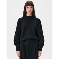 Wool Blend Semi-Oversized Turtleneck Sweater [Black]