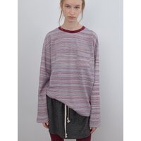 STRIPE CREW NECK LONG SLEEVE TOP, RED STRIPE CREW NECK LONG SLEEVE TOP, RED