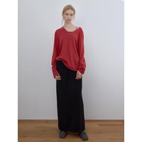 WOOL V – NECK LONG SLEEVE TOP, RED WOOL V – NECK LONG SLEEVE TOP, RED