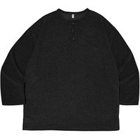 Henley Neck Oversized Waffle Texture shirt [Charcoal]