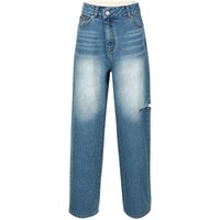 LOGO WAISTBAND CUTOUT JEANS BLUE LOGO WAISTBAND CUTOUT JEANS BLUE