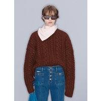 CABLE KNIT JUMPER BROWN CABLE KNIT JUMPER BROWN