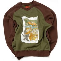 Hand-drawn Comic French Terry Cotton Sweatshirt [GREEN]
