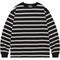 Double Bar Stripe Long Sleeve Jersey Top [Black]