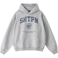 Heavyweight Overfit Police Print Hoodie [Melange Grey]