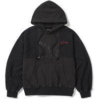 Grid Heavy Terry Cotton Hoodie [Washed Black]