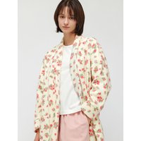 Cozy Floral Fleece Relaxed Fit Robe [Ivory]