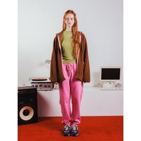 Cozy Sherpa Fleece Relaxed Jumper [BrownHot Pink]