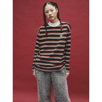 Cotton Striped Long Sleeve Top [Black]