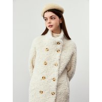 Fleece Fur Double Button Coat [Beige]