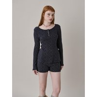 Patterned Cotton Knit Shorts [Navy]