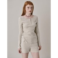 Patterned Cotton Floral Knit Shorts [Melange]