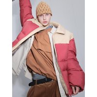 Curved Quilted Down Puffer Jacket [RED]