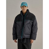 Corduroy Contrast Piping Down Heavyweight Parka [Black]