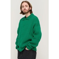 Button Point Semi-Overfit Wool Blend Cardigan [GREEN]