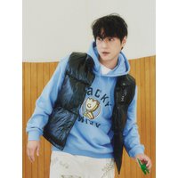 Typography Logo Cotton-Polyester Hoodie [Blue]