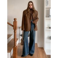 Quilted Suede Slim Fit Half Jacket VCOAT_ Quilted Suede Slim Fit Half Jacket VCOAT_