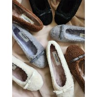 Woolly Sherpa Fleece Ribbon Flat Shoes Woolly Sherpa Fleece Ribbon Flat Shoes